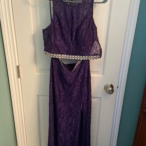 Purple lace dress 2 piece with rhinestones.